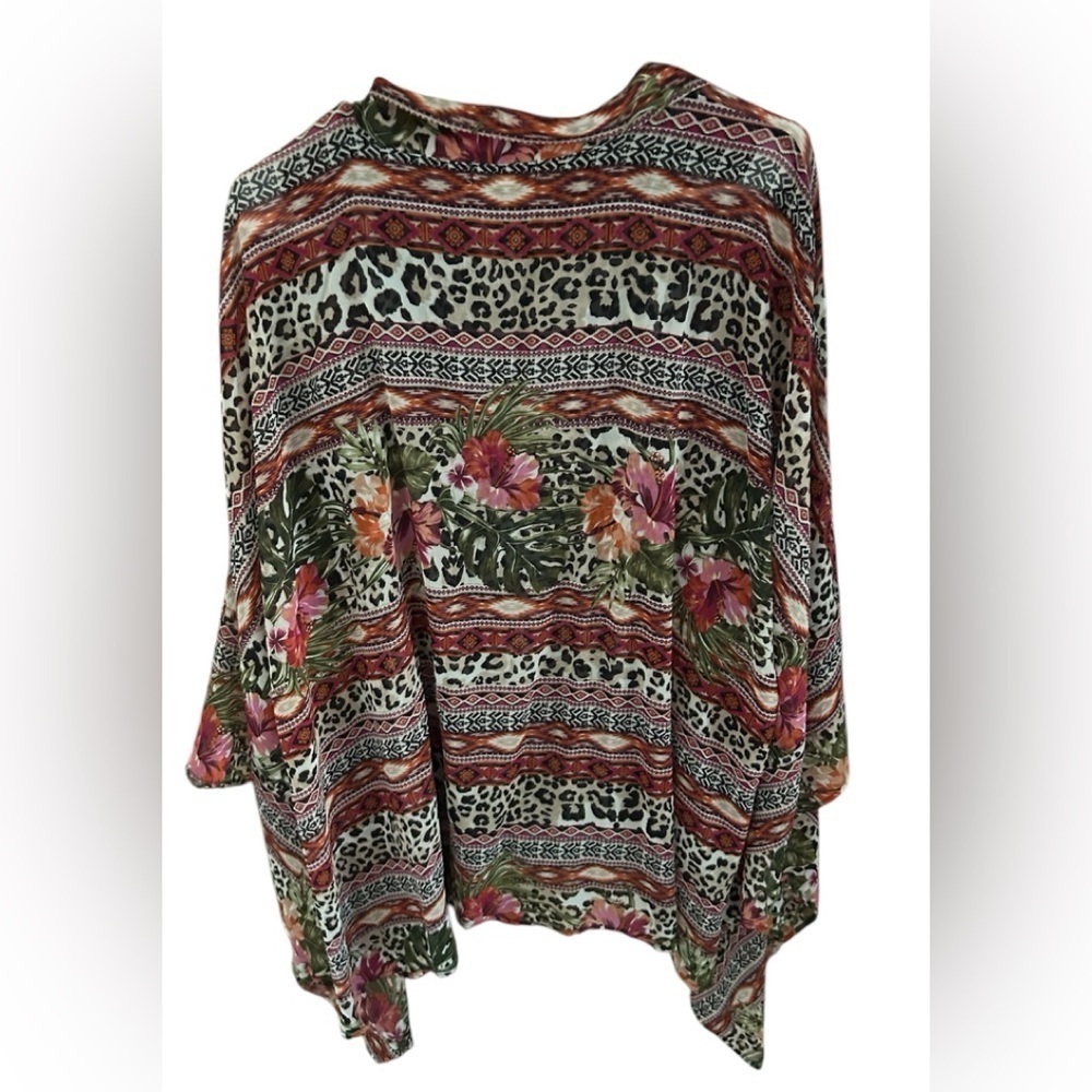 Nwt One World Kimono Floral & Cheetah Cardigan With Cheetah Tank Top Size S — image 2 of 8